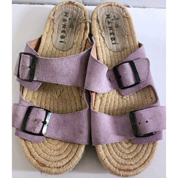 Manebi Womens Nordic Slides Size 8.5 Lavender Purple Double Strap Slip On Sandal - Picture 1 of 6